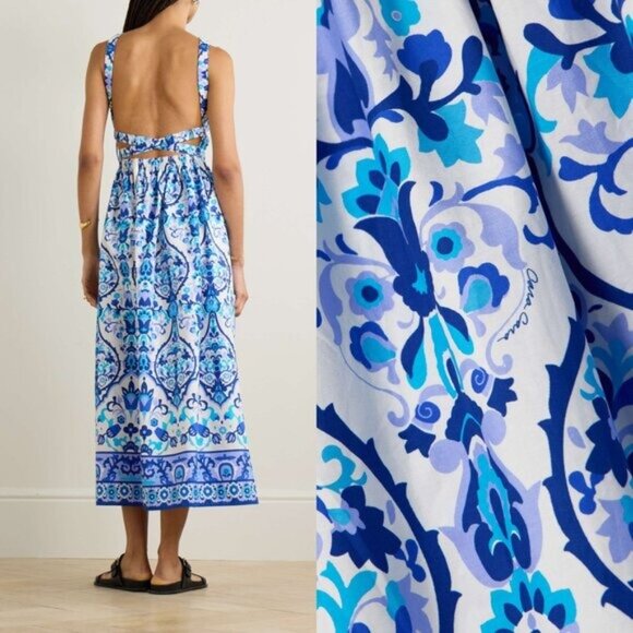 Cara Cara Colomba Floral Maxi Dress Size L NWT – Open Back Cotton Poplin - Picture 2 of 10